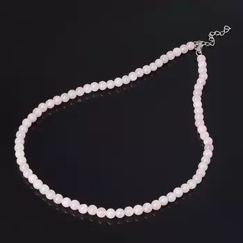 Бусы розовый кварц (биж. сплав) 6 мм 46 см (+4 см)