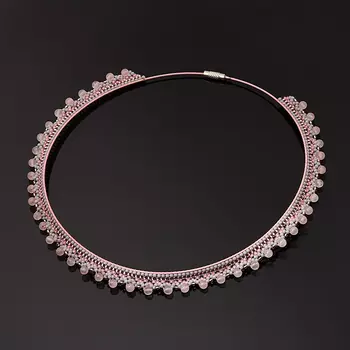 Бусы розовый кварц (биж. сплав) (колье) 4 мм 45 см