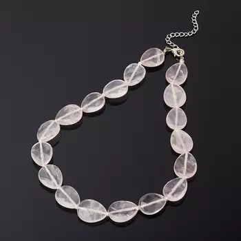 Бусы розовый кварц (биж. сплав) огранка 48 см (+7 см)