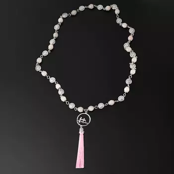 Бусы розовый кварц (биж. сплав) (сотуар) длинные 10 мм 84 см