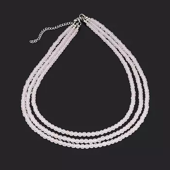 Бусы розовый кварц (биж. сплав, сталь хир.) огранка 4 мм 43 см (+7 см)