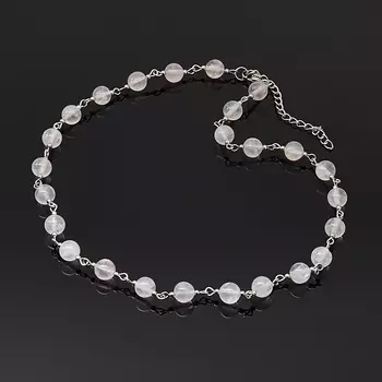 Бусы розовый кварц (биж. сплав, сталь хир.) 8 мм 49 см (+7 см)