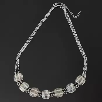 Бусы розовый кварц (биж. сплав, сталь хир.) (колье) 50 см (+7 см)