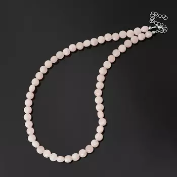 Бусы розовый кварц (биж. сплав, сталь хир.) огранка 8 мм 46 см (+7 см)