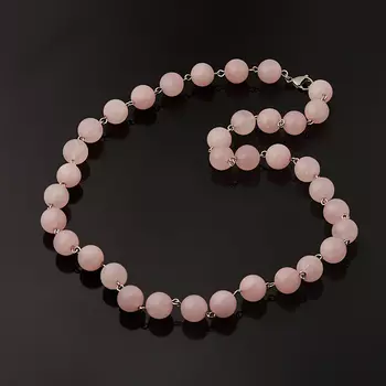 Бусы розовый кварц (биж. сплав, сталь хир.) длинные 12 мм 62 см