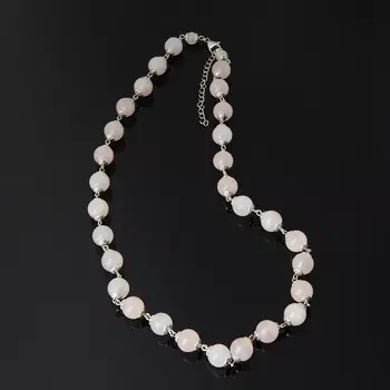 Бусы розовый кварц (биж. сплав, сталь хир.) длинные 12 мм 62 см (+7 см)