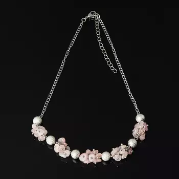 Бусы розовый кварц (биж. сплав, сталь хир.) (колье) 40 см (+7 см)