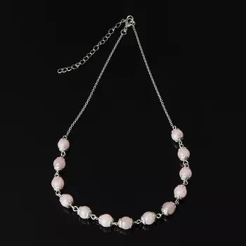 Бусы розовый кварц (биж. сплав, сталь хир.) (колье) 8 мм 42 см (+7 см)