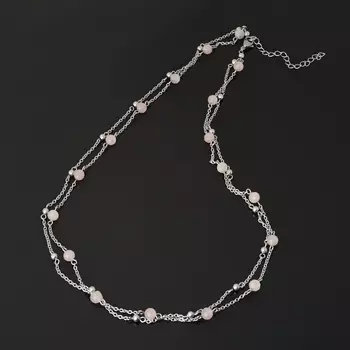 Бусы розовый кварц (биж. сплав, сталь хир.) огранка 6 мм 58 см (+7 см)