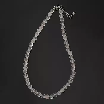 Бусы розовый кварц (биж. сплав, сталь хир.) огранка 8 мм 46 см (+7 см)