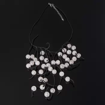 Бусы розовый кварц (биж. сплав, сталь хир., текстиль) (колье) 10 мм 45 см (+7 см)