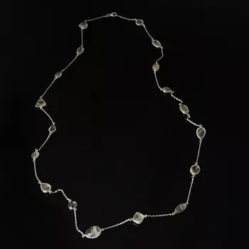 Бусы розовый кварц (цепочка) длинные 88 см (серебро 925 пр.)