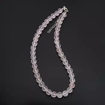 Бусы розовый кварц огранка 10 мм 46 см (+7 см) (биж. сплав)