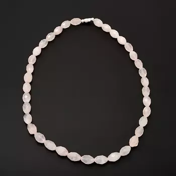 Бусы розовый кварц огранка 45 см (биж. сплав)