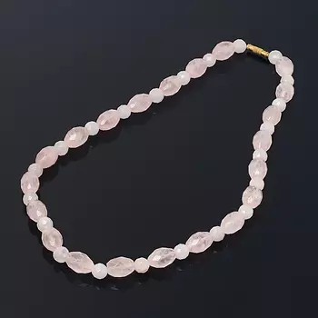 Бусы розовый кварц огранка 8 мм 47 см (биж. сплав)