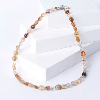 Бусы рутиловый кварц (биж. сплав) 48 см (+7 см)