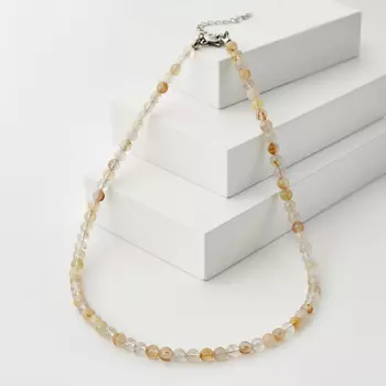 Бусы рутиловый кварц (биж. сплав, сталь хир.) 6 мм 46 см (+7 см)