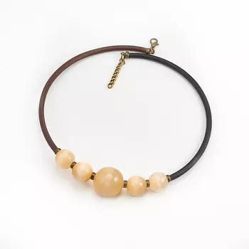 Бусы селенит 40 см (+7 см) (биж. сплав)