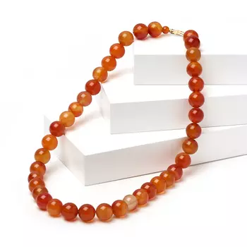 Бусы сердолик 12 мм 50 см (биж. сплав)