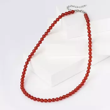 Бусы сердолик 6 мм 48 см (+7 см) (биж. сплав)