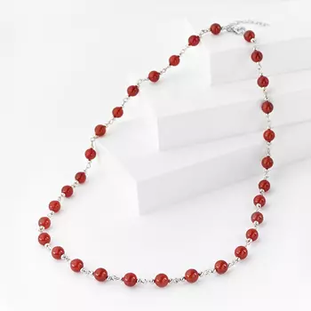 Бусы сердолик (биж. сплав) длинные 8 мм 60 см (+7 см)