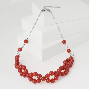 Бусы сердолик (биж. сплав) (колье) 8 мм 43 см (+7 см)