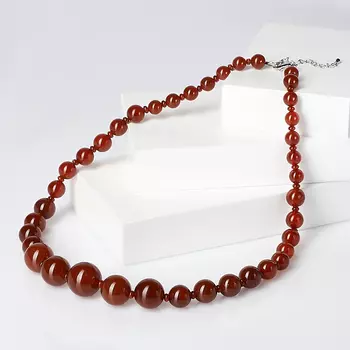 Бусы сердолик (биж. сплав родир. бел.) 52 см (+4 см)