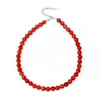 Бусы сердолик (биж. сплав, сталь хир.) 10 мм 46 см (+7 см)