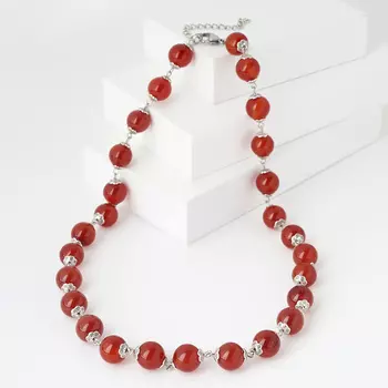 Бусы сердолик (биж. сплав, сталь хир.) 12 мм 46 см (+7 см)