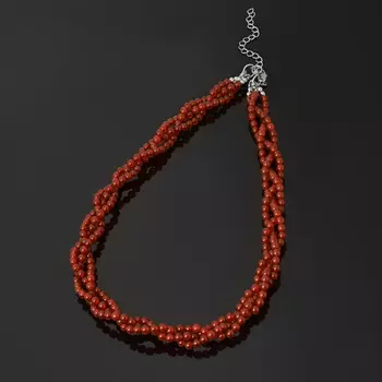 Бусы сердолик (биж. сплав, сталь хир.) 4 мм 44 см (+7 см)