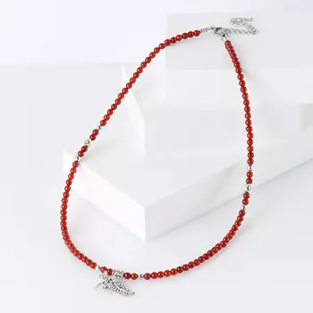 Бусы сердолик (биж. сплав, сталь хир.) 4 мм 49 см (+7 см)