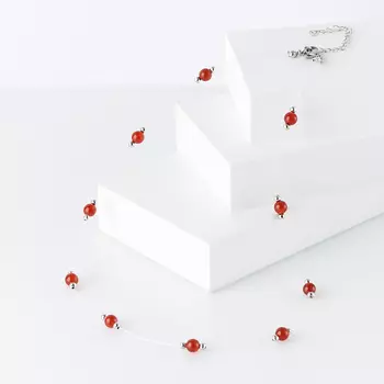 Бусы сердолик (биж. сплав, сталь хир.) 6 мм 50 см (+7 см)