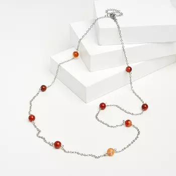 Бусы сердолик (биж. сплав, сталь хир.) (цепочка) длинные 8 мм 73 см (+7 см)