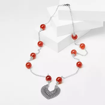 Бусы сердолик (биж. сплав, сталь хир.) (цепочка) длинные 12 мм 72 см