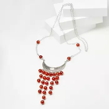 Бусы сердолик (биж. сплав, сталь хир.) (колье) длинные 8 мм 70 см