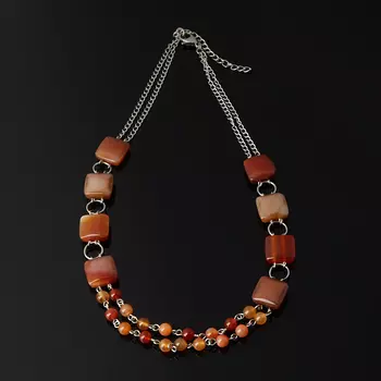 Бусы сердолик (биж. сплав, сталь хир.) (колье) 48 см (+7 см)