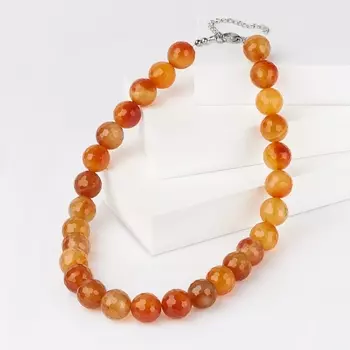 Бусы сердолик (биж. сплав, сталь хир.) огранка 15 мм 48 см (+7 см)