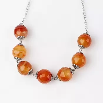 Бусы сердолик (биж. сплав, сталь хир.) огранка 15 мм 42 см (+7 см)