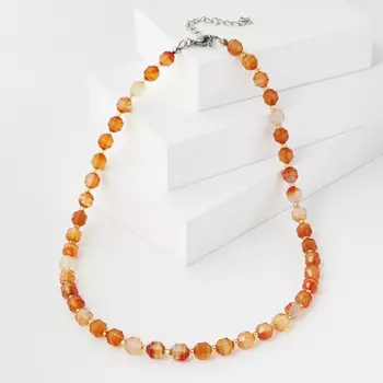 Бусы сердолик (биж. сплав, сталь хир.) огранка 46 см (+7 см)