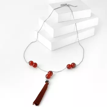 Бусы сердолик (биж. сплав, сталь хир.) (сотуар) длинные 12 мм 72 см (+7 см)