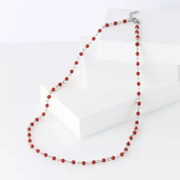 Бусы сердолик (биж. сплав, сталь хир.) трансформер 4 мм 53 см (+3 см)