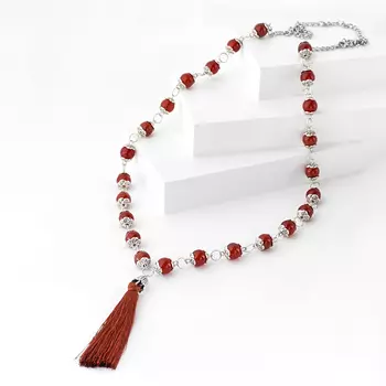 Бусы сердолик (сотуар) длинные 10 мм 75 см (текстиль, биж. сплав)