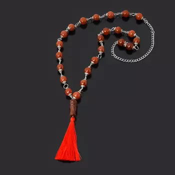 Бусы сердолик (текстиль, биж. сплав, сталь хир.) (сотуар) длинные 12 мм 78 см