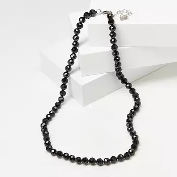 Бусы шпинель черная (биж. сплав) огранка 6 мм 44 см (+3 см)