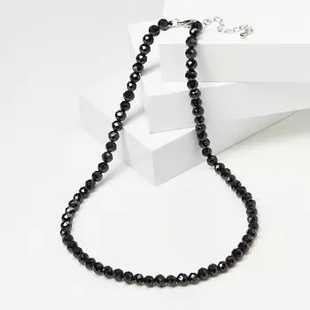 Бусы шпинель черная (биж. сплав) огранка 6 мм 44 см (+3 см)