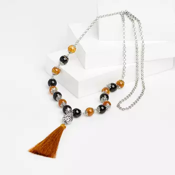 Бусы симбирцит (биж. сплав, текстиль) (сотуар) длинные 11 мм 84 см