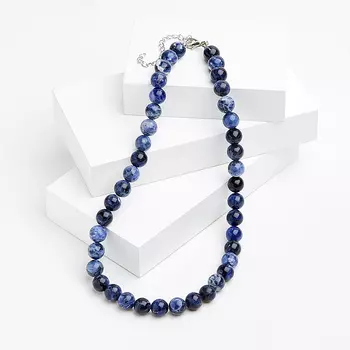 Бусы содалит 10 мм 48 см (+7 см) (биж. сплав)