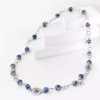 Бусы содалит (биж. сплав) длинные 12 мм 80 см