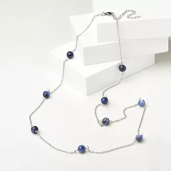 Бусы содалит (биж. сплав, сталь хир.) (цепочка) длинные 8 мм 72 см (+7 см)