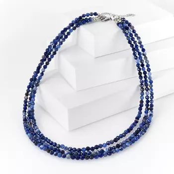 Бусы содалит (биж. сплав, сталь хир.) огранка 4 мм 42 см (+7 см)